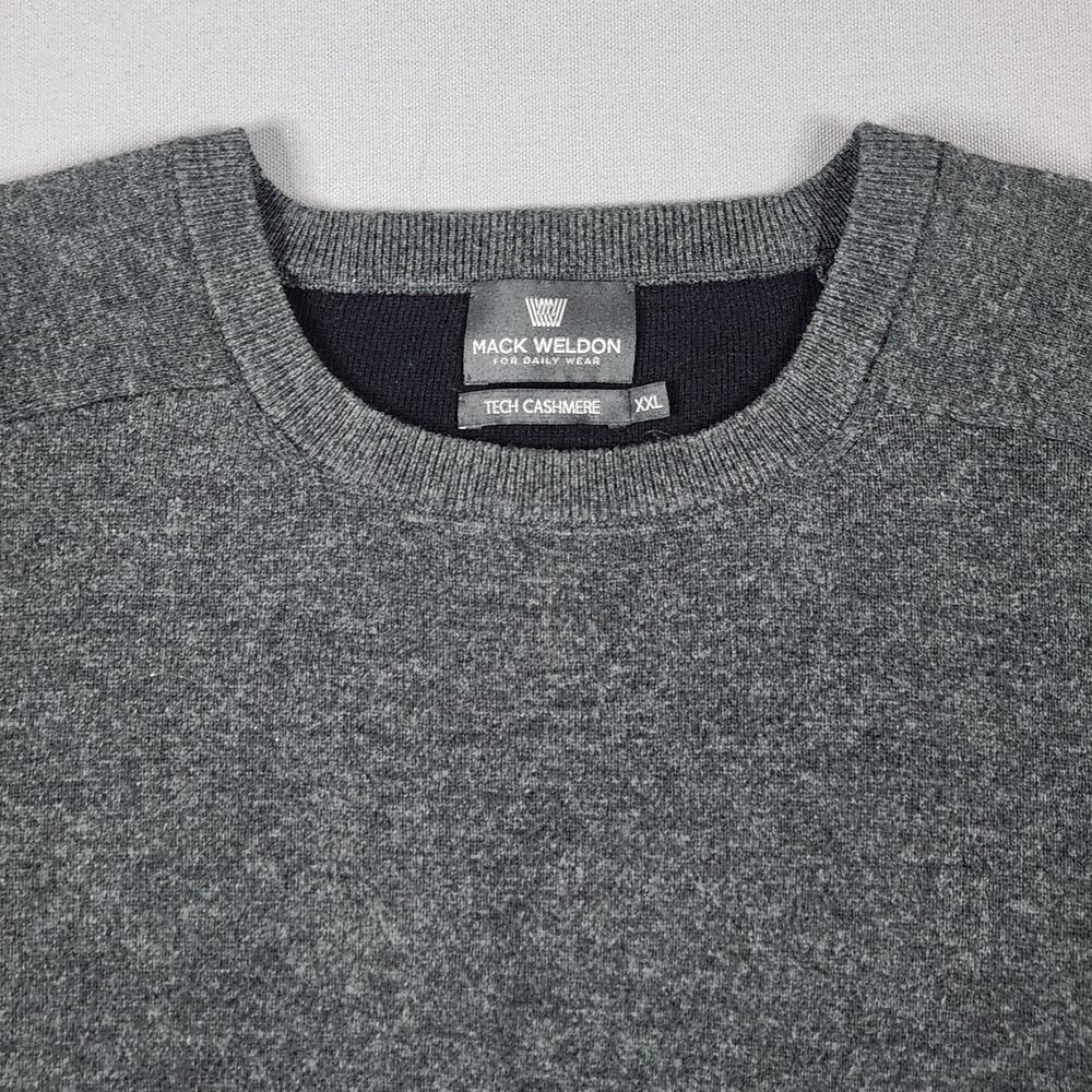 Mack Weldon Tech Cashmere XXL Mens gray sweater 90% Merino 10% Cashmere exterior